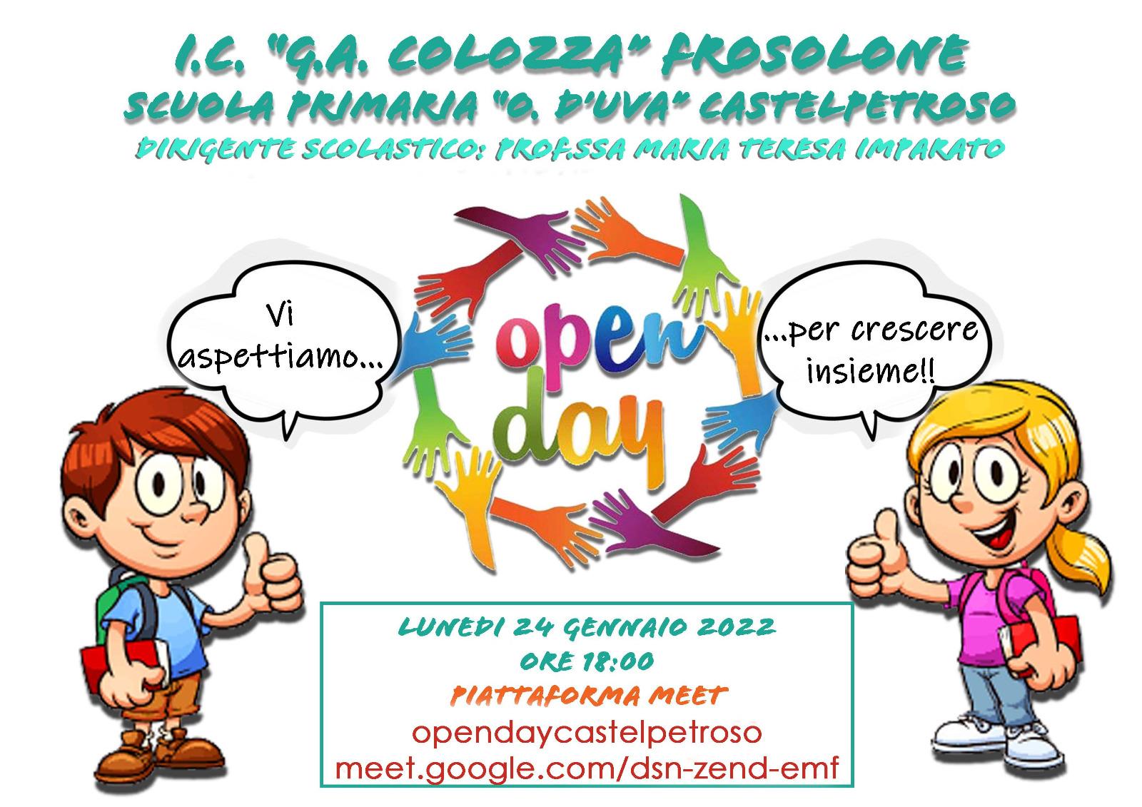 Al momento stai visualizzando Open Day Scuola Primaria “O. D’Uva” Castelpetroso