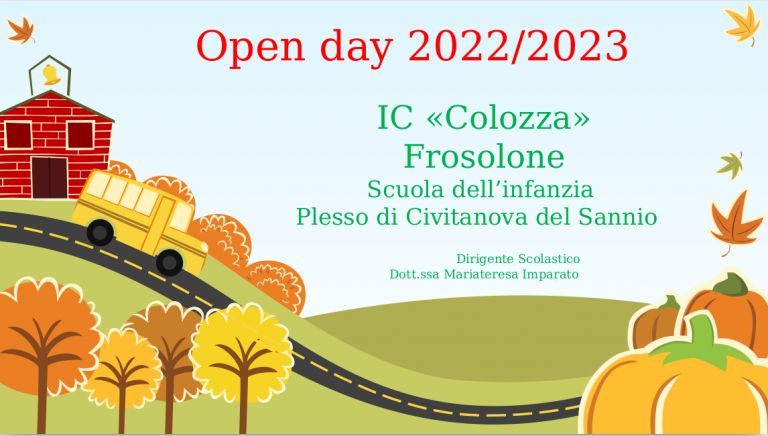 Scopri di più sull'articolo Open Day 2022/2023 Scuola dell’Infanzia Plesso di Civitanova Del Sannio