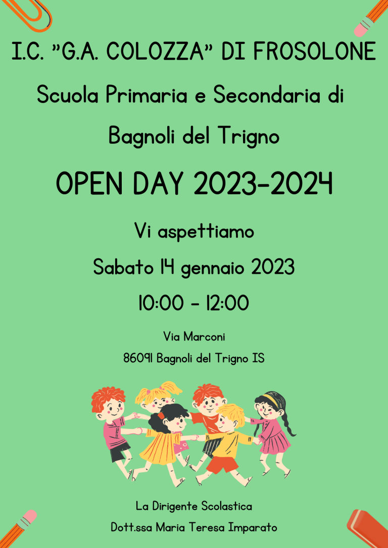 Scopri di più sull'articolo Open Day Scuola Primaria e Secondaria di Bagnoli Del Trigno.