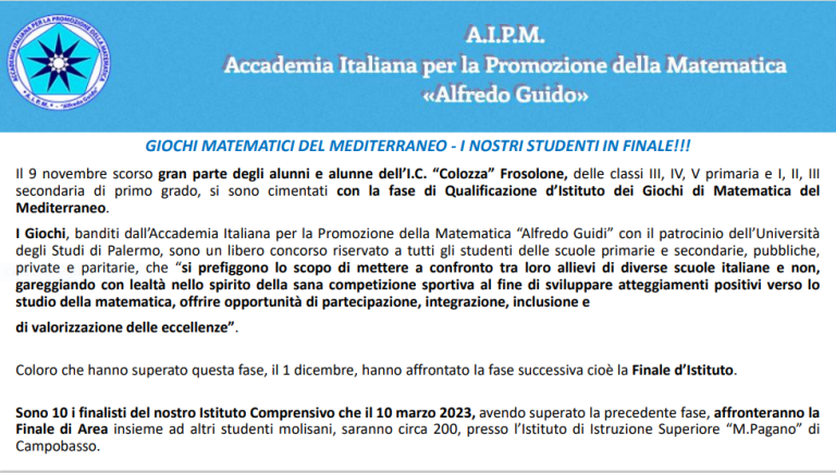 Scopri di più sull'articolo Giochi Matematici del Mediterraneo: i nostri studenti in finale!!!